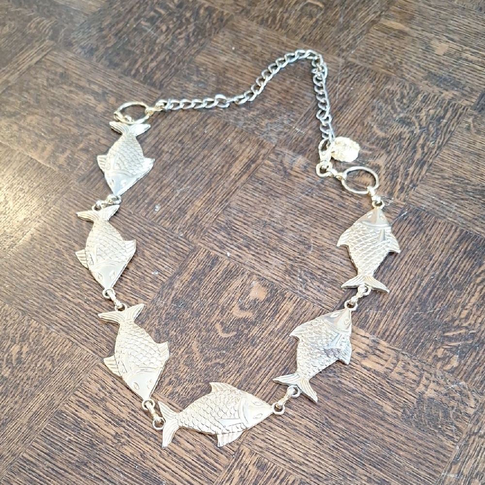 Vintage Ann Klein Gold Tone Fish Belt